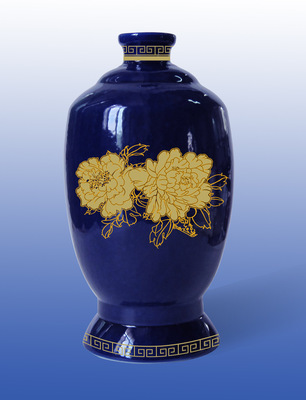 供應(yīng)陶瓷酒瓶 500ML藍釉牡丹花酒瓶——德化縣同興瓷廠專業(yè)酒類包裝